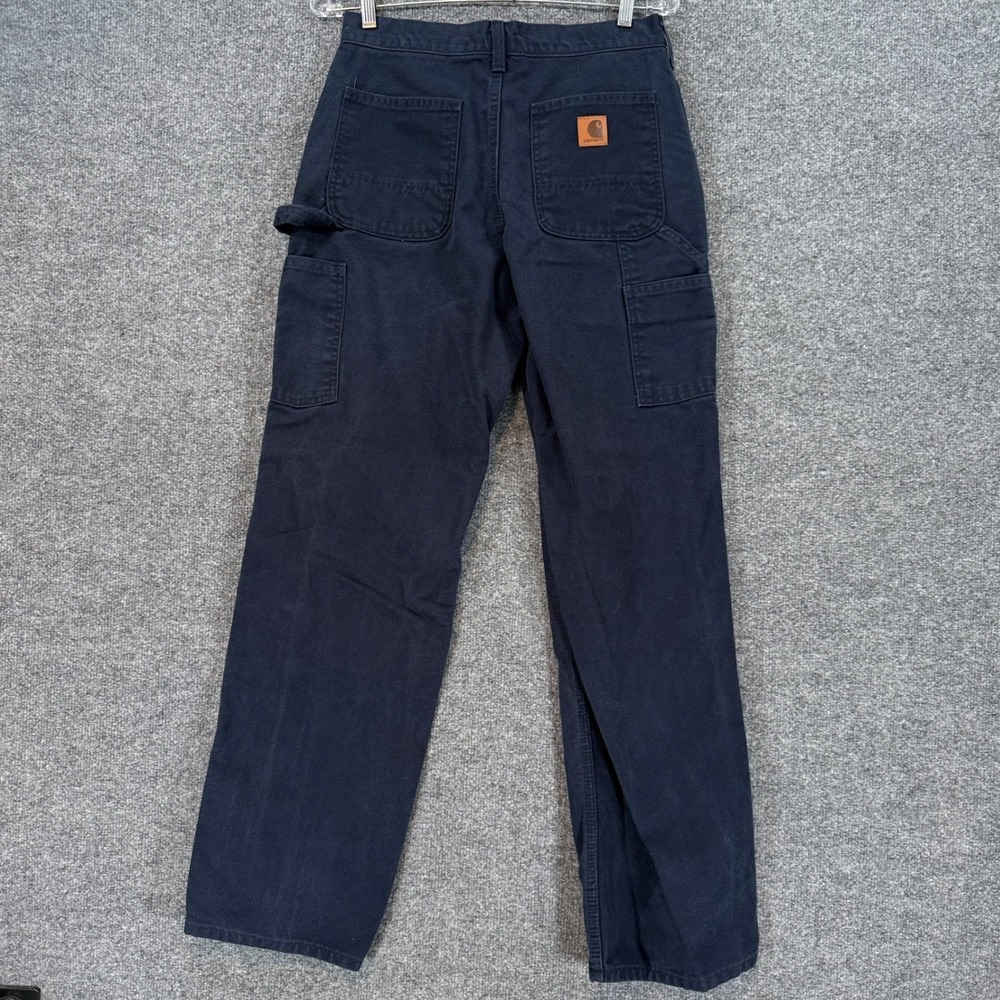 Carhartt Carpenter Pants Mens 28x30 Navy Blue Canvas Duck Workwear Utility